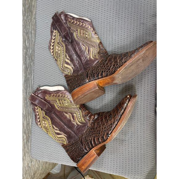 Herencia Boots Mens Size 6 Brown Leather Western Croc Print Square Toe main image 10